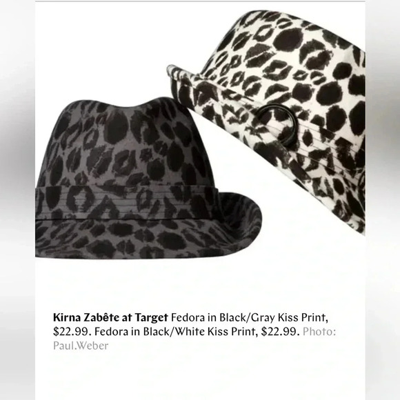 🖤”Kirna Zabete” 100% Wool Fedora Cream w/ Black/Gray Kiss Print 💋 - Picture 13 of 13